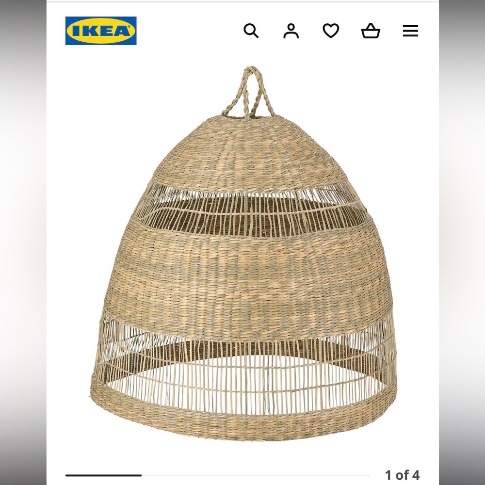 Set of Two 2x IKEA Torared Handwoven Seagrass Pendant Lamp Shades 55cm 22”